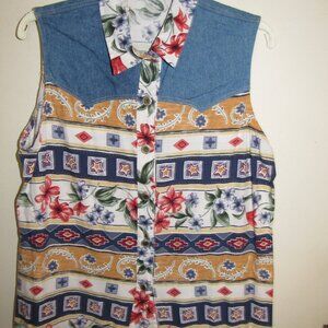 Roper Shirt Women sleeveless Denim Yoke front and back